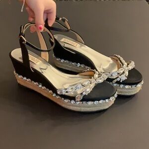 Badgley Mischka Silvia Espadrille wedge w/ rhinestone embellishments Size 9.5